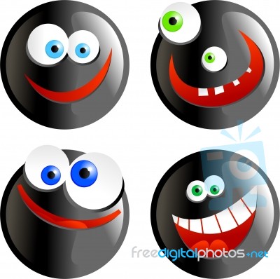 Black Smile Icons Stock Image