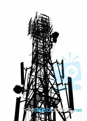 Black Telecommunications Tower Stock Photo