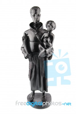 Blackwood Statue Of Saint Anthony And Jesus Stock Photo