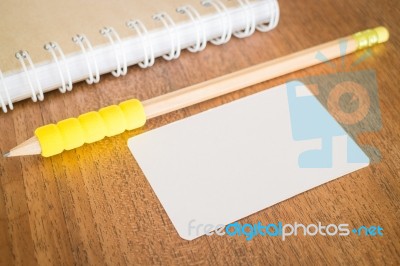 Blank Business Cards On Wooden Table Stock Photo
