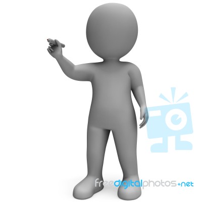 Blank Copyspace And 3d Character Writing Stock Image