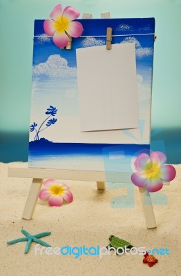 Blank Drawing Plate On The Sand Stock Photo