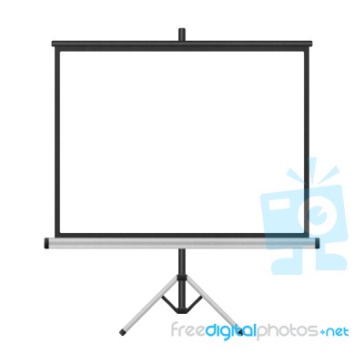 Blank Projector Screen With Tripod Isolated For Presentation Stock Image