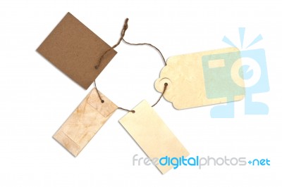 Blank Tag Tied With Brown String Stock Photo