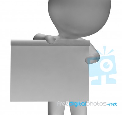 Blank White Board With Copyspace Including 3d Character Stock Image