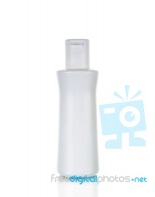 Blank White Plastic Cosmetics Bottle Isolated Stock Photo