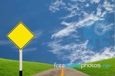 Blank Yellow Road Sign Stock Photo