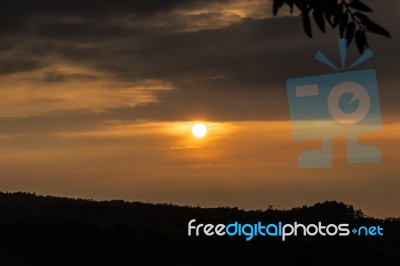 Blazing Sunset Over Mountain Stock Photo Blazing Sunset Over Mountain Stock Photo