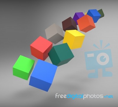 Blocks Falling Shows Action And Solutions Stock Image