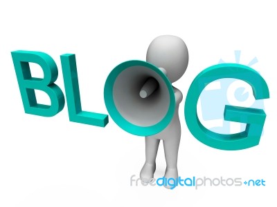Blog Hailer Shows Blogging Or Weblog Internet Site Stock Image