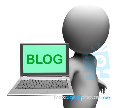 Blog Laptop Shows Blogging Or Weblog Internet Site Stock Image