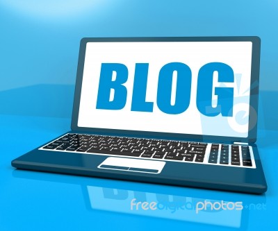 Blog On Laptop Shows Blogging Or Weblog Website Stock Image