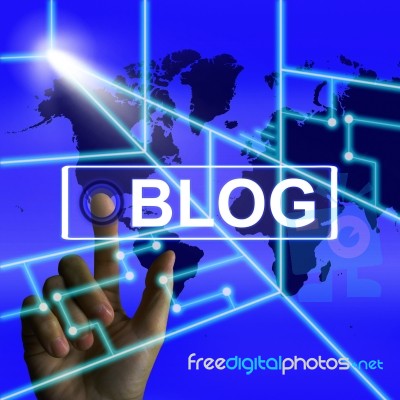 Blog Screen Shows International Or Worldwide Blogging Stock Image