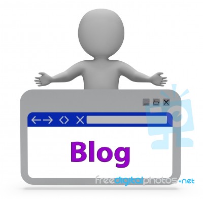 Blog Webpage Shows Blogger Online And Website 3d Rendering Stock Image