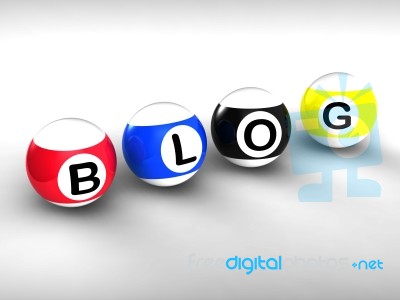 Blog Word Shows Weblog Blogging Stock Image
