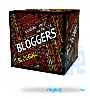 Bloggers Word Shows Web Weblog And Online Stock Image