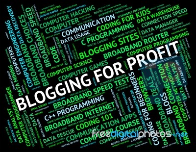 Blogging For Profit Means Word Revenue And Growth Stock Image
