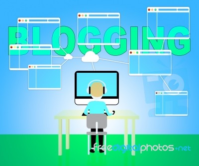 Blogging Online Shows Website Internet And Bloggers Stock Image