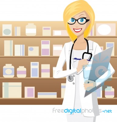 Blonde Pharmacist Stock Image