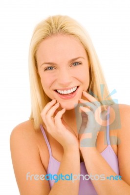 Blonde Woman Smiling Stock Photo