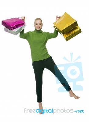 Blonde Woman With Bags Stock Photo