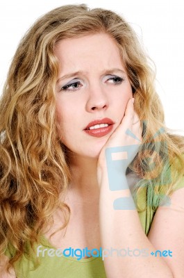 Blonde Woman With Toothache Stock Photo