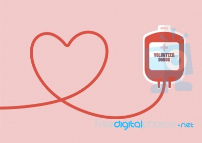 Blood Donation Bag With Tube Shaped As A Heart Stock Image