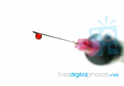 Blood Drop On Syringe Stock Photo
