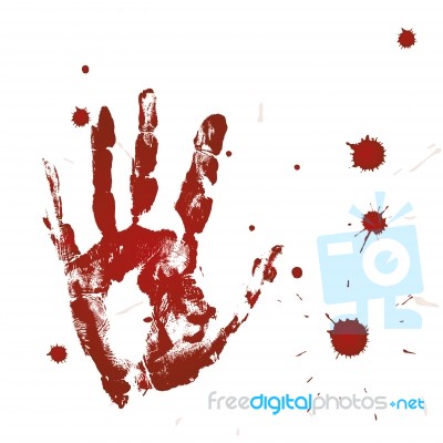 Blood Print Of A Hand And Bloodstains Stock Image