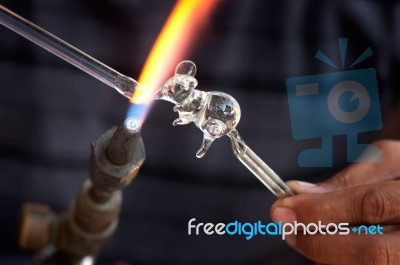 Blowing Glass Stock Photo