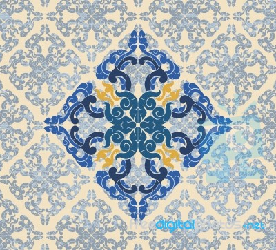 Blue Art Floral Pattern Stock Image