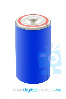 Blue Battery On White Background Stock Photo