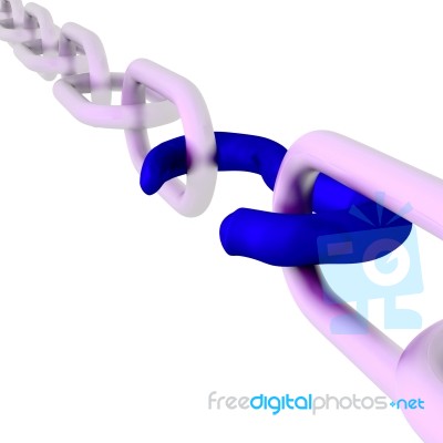 Blue Broken Link Shows Insecurity And Disconnection Stock Image