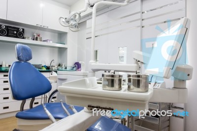 Blue Chair Dentist Office Stock Photo