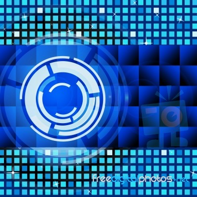 Blue Circles Background Shows Lp Disc And Songs
 Stock Image