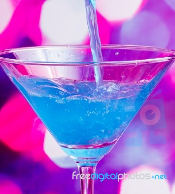 Blue Cocktail Indicates Party Tropical And Bartending Stock Photo