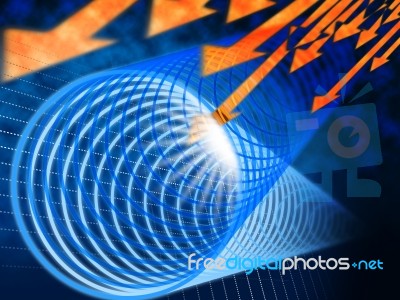 Blue Coil Background Means Light And Arrows Down
 Stock Image