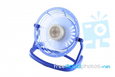 Blue Desk Plastic Fan Stock Photo