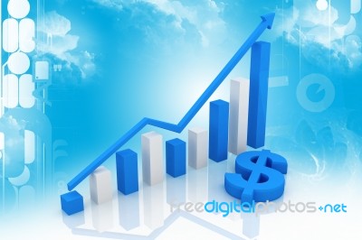 Blue Dollar And Graph Stock Image