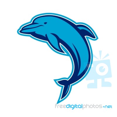 Blue Dolphin Jumping Retro Stock Image