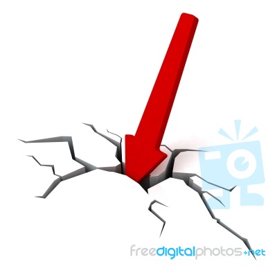 Blue Downward Arrow Shows Collapse Stock Image Blue Downward Arrow Shows Collapse Stock Image