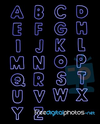 Blue Font Laser Light Alphabet A-z Stock Image