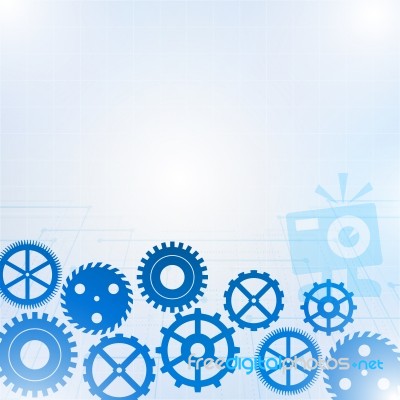 Blue Gears On The White Background Stock Image