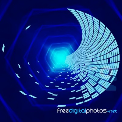 Blue Hexagons Background Means Matter Waves And Void
 Stock Image