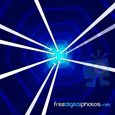 Blue Hexagons Background Shows Arrows Pointing And Direction
 Stock Image