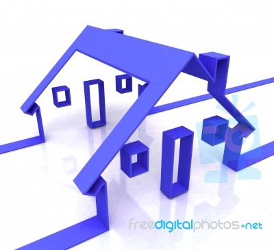 Blue House Symbol Shows Real Estate Or Rentals Stock Image