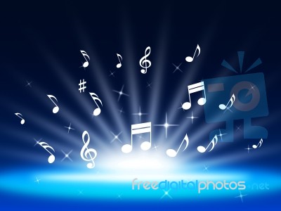 Blue Music Background Means Instruments And Soundwaves
 Stock Image