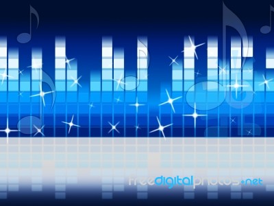 Blue Music Background Shows Melody Rock Or Tune Stock Image