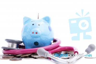 Blue Piggy Bank Stock Photo