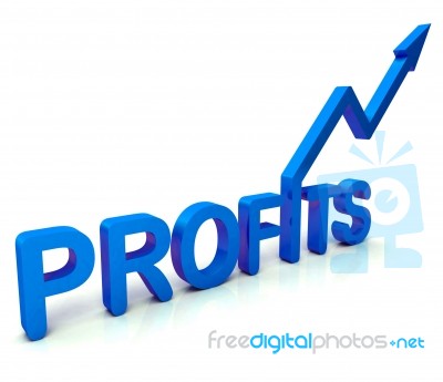 Blue Profit Word Shows Income Earned Stock Image